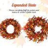 24" Fall Wreath with Berries & Mixed Leaves – Autumn Eucalyptus Decor for Front Door, Wall & Holiday Display - Image 5