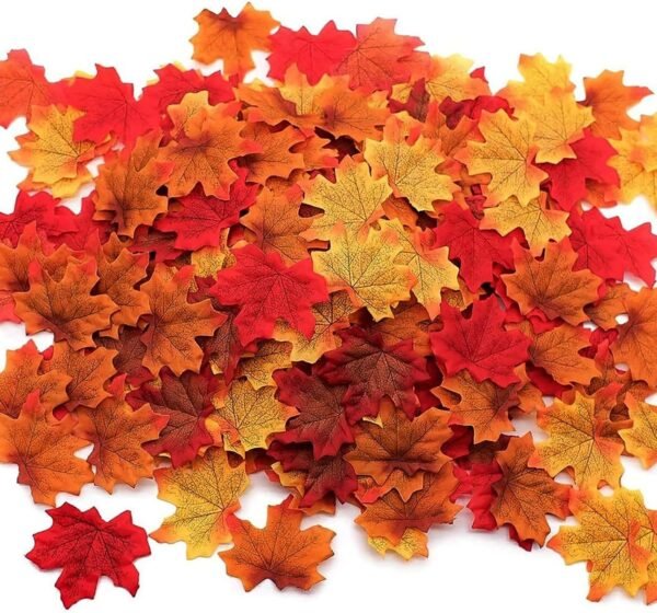 1100 Pcs Artificial Fall Maple Leaves – Multicolor Autumn Leaves for Table, Wedding, Party & Thanksgiving Decor