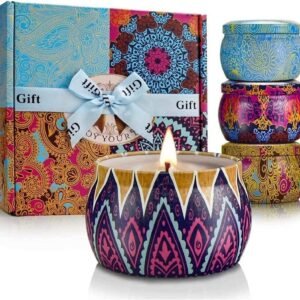4 Pack Scented Candle Gift Set – 8% Essential Oil Aromatherapy Candles for Stress Relief & Gifting