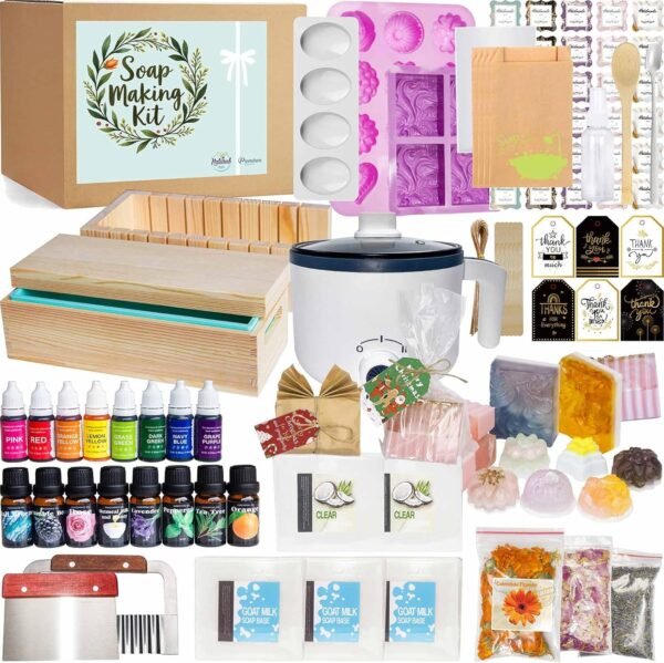 Complete Soap Making Kit for Adults & Kids – Includes Soap Melter, 5 lb Base, Molds, Cutter & Fragrances