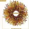 24" Artificial Eucalyptus Fall Wreath – Autumn Thanksgiving Porch & Wall Decor - Image 5