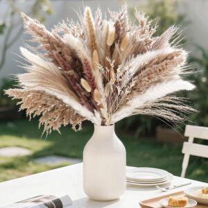 450PCS Natural Dried Pampas Grass – Boho Bunny Tails for Wedding & Farmhouse Decor