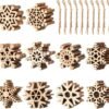 100-Pc Unfinished Wooden Snowflake Ornaments – Blank Hanging Wood Slices with Cord for Christmas Crafts & Tree Decor - Image 4