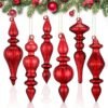 6 Pcs 6.3" Red Mercury Glass Finial Ornaments, Vintage Christmas Tree & Holiday Décor - Image 5