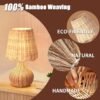 Boho Rattan Bedside Table Lamp – Mini Farmhouse Light for Nightstand, Kitchen, Bookshelf & Dorm - Image 4