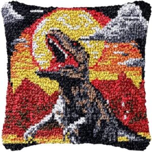 T-Rex Dinosaur DIY Pillow Kit – 17"x17" Embroidery Craft Set for Kids & Beginners