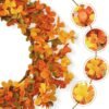 20" Artificial Fall Wreath with Pumpkins & Welcome Sign – Thanksgiving Front Door Decor - Image 3