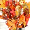 Artificial Fall Flowers – 25" Maple Leaves & Berries, Gold/Orange, Autumn Decor - Image 3