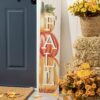 42" Wooden "Hello Fall" Porch Sign – Rustic Vertical Farmhouse Decor for Autumn & Thanksgiving Yard or Door - Image 2