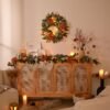 6FT Fall Garland with Lights – Artificial Autumn Flowers, Peonies, Hydrangeas & Pumpkins for Thanksgiving & Harvest Decor - Image 2