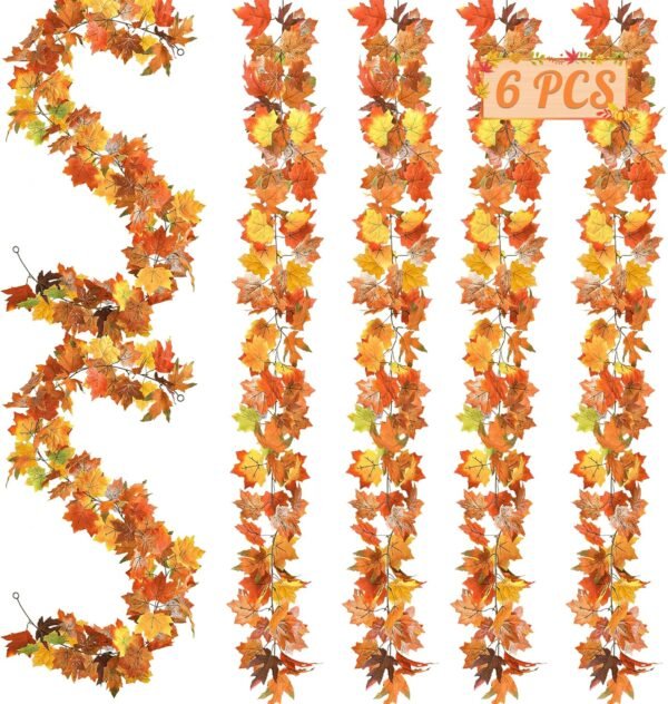 6 Pack Fall Garlands (35.4FT) – Colorful Autumn Decor for Mantle, Thanksgiving, Halloween & Harvest Parties