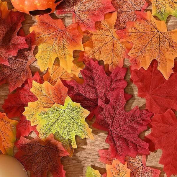 300 Pcs Artificial Maple Leaves – Mixed Fall Colors for Crafts, Weddings, Scrapbooking & Thanksgiving Decor