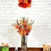 Artificial Fall Flowers – 25" Maple Leaves & Berries, Gold/Orange, Autumn Decor - Image 2