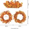 20" Artificial Fall Wreath with Pumpkins & Welcome Sign – Thanksgiving Front Door Decor - Image 4
