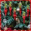 6 Pcs 6.3" Red Mercury Glass Finial Ornaments, Vintage Christmas Tree & Holiday Décor - Image 3