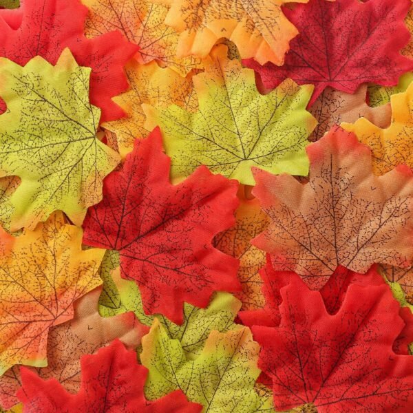 500 Pcs Artificial Fall Leaves – Mixed Color Maple Leaves for Thanksgiving, Table, Wedding, Party & Craft Decorations