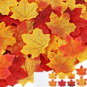 600 Pcs Artificial Fall Leaves – 7 Colors for Wreaths, Bouquets, Thanksgiving & Halloween Decor