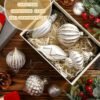6 Pcs 2.36" Vintage Mercury Glass Christmas Ornaments, Finial Tree Decorations, Retro Gold Hanging Set - Image 4