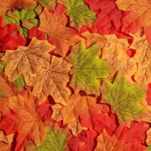 200 PCS Artificial Maple Leaves – 3.15" Fall Leaves, Assorted Colors for Halloween, Thanksgiving, Weddings, Parties & Home Decor