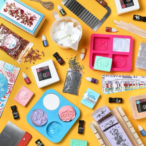 Soap Making Kit – Includes Melt & Pour Base, Cutting Box, Molds & Fragrances for DIY Soap Crafting
