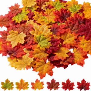 1170 Pcs Artificial Maple Leaves 8cm – 6 Fall Colors for Thanksgiving Decor