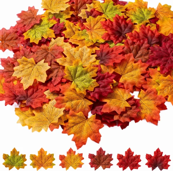 1170 Pcs Artificial Maple Leaves 8cm – 6 Fall Colors for Thanksgiving Decor