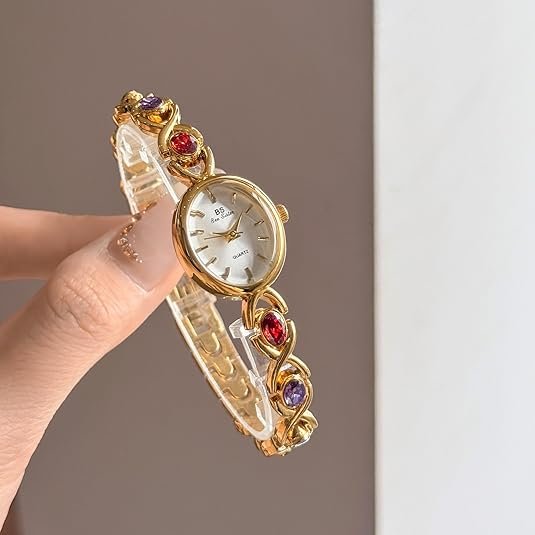 Gold Tone Women Watch Small Vintage Bracelet Oval Dial - Image 2