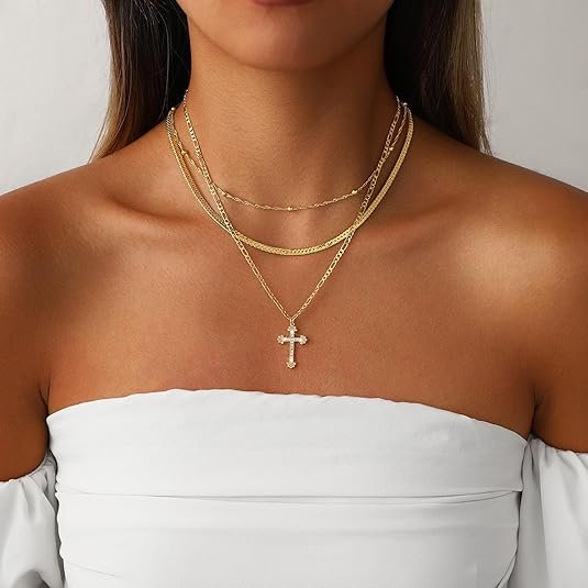 Dainty 14K Gold Cross Necklace for Women - Image 4