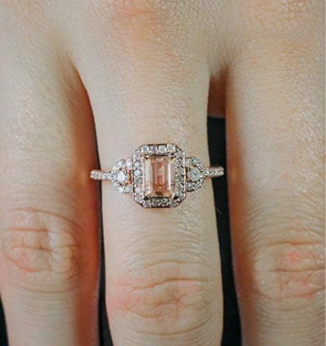 Rose Gold Plated Engagement Ring Set Micro Pave Women 5 Bullets: - Image 2