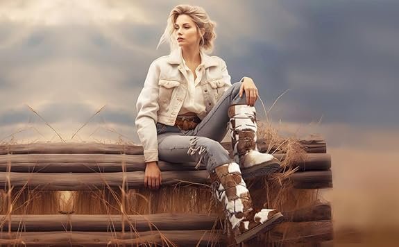 Women’s Knee High Winter Boots Suede Fur Shearling - Image 4