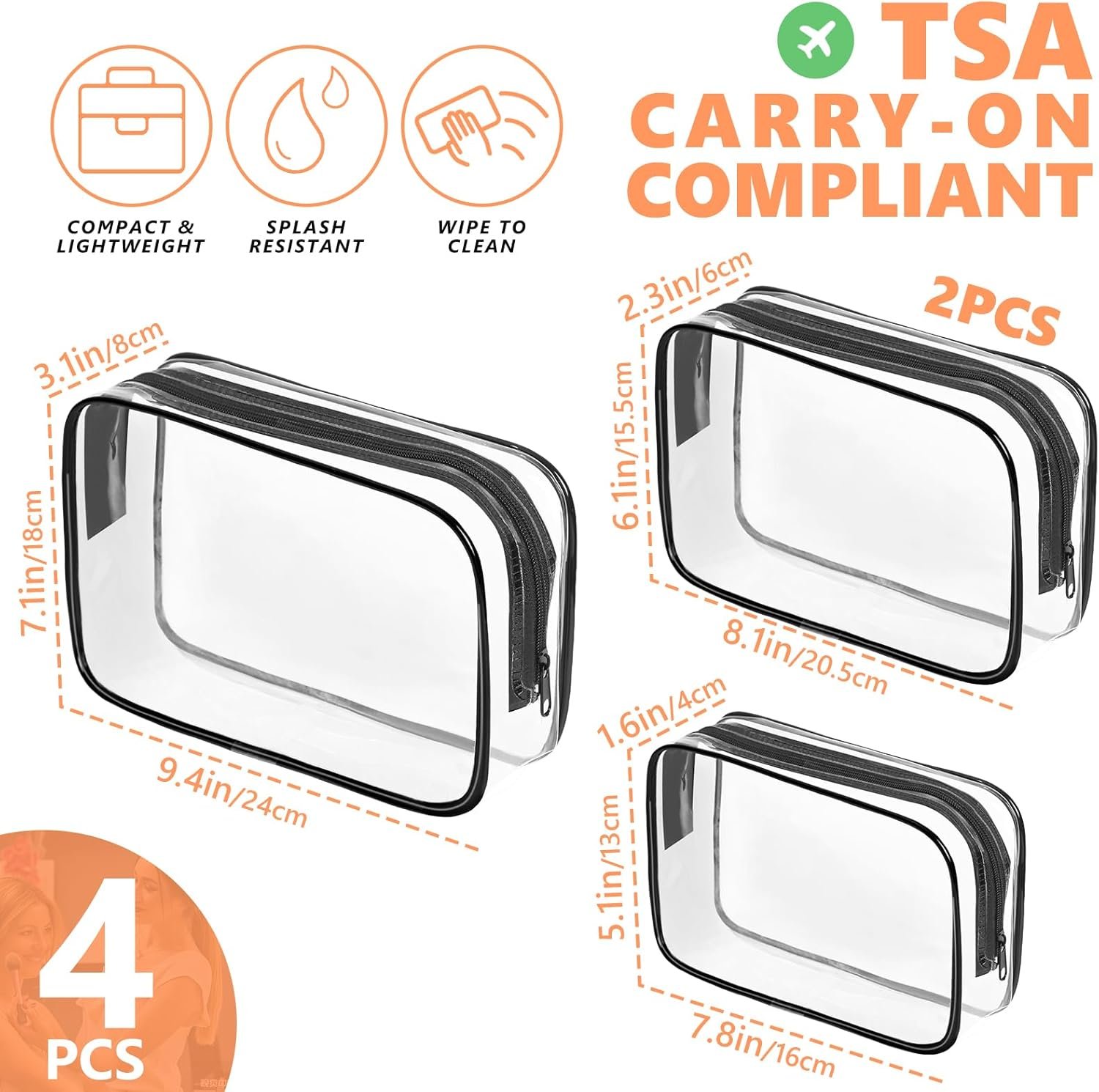 Clear Travel Makeup Bag TSA Approved Cosmetic Organizer - Image 4