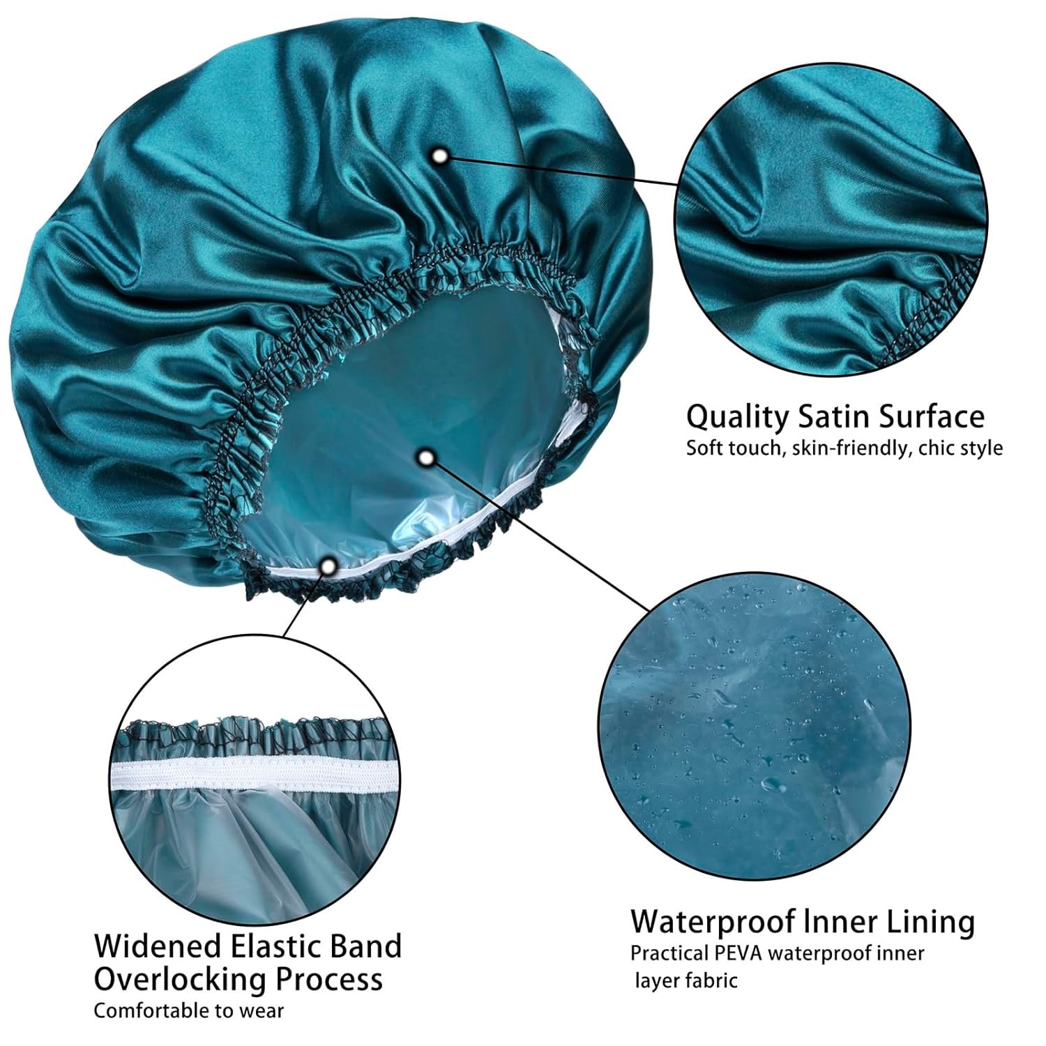 Reusable Waterproof Shower Caps for Women 4-Pack - Image 3