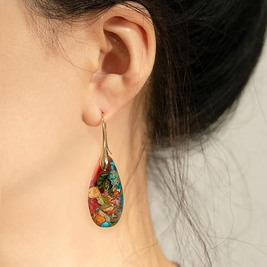 Natural Emperor Stone Fish Hoop Dangle Earrings for Women - Image 3