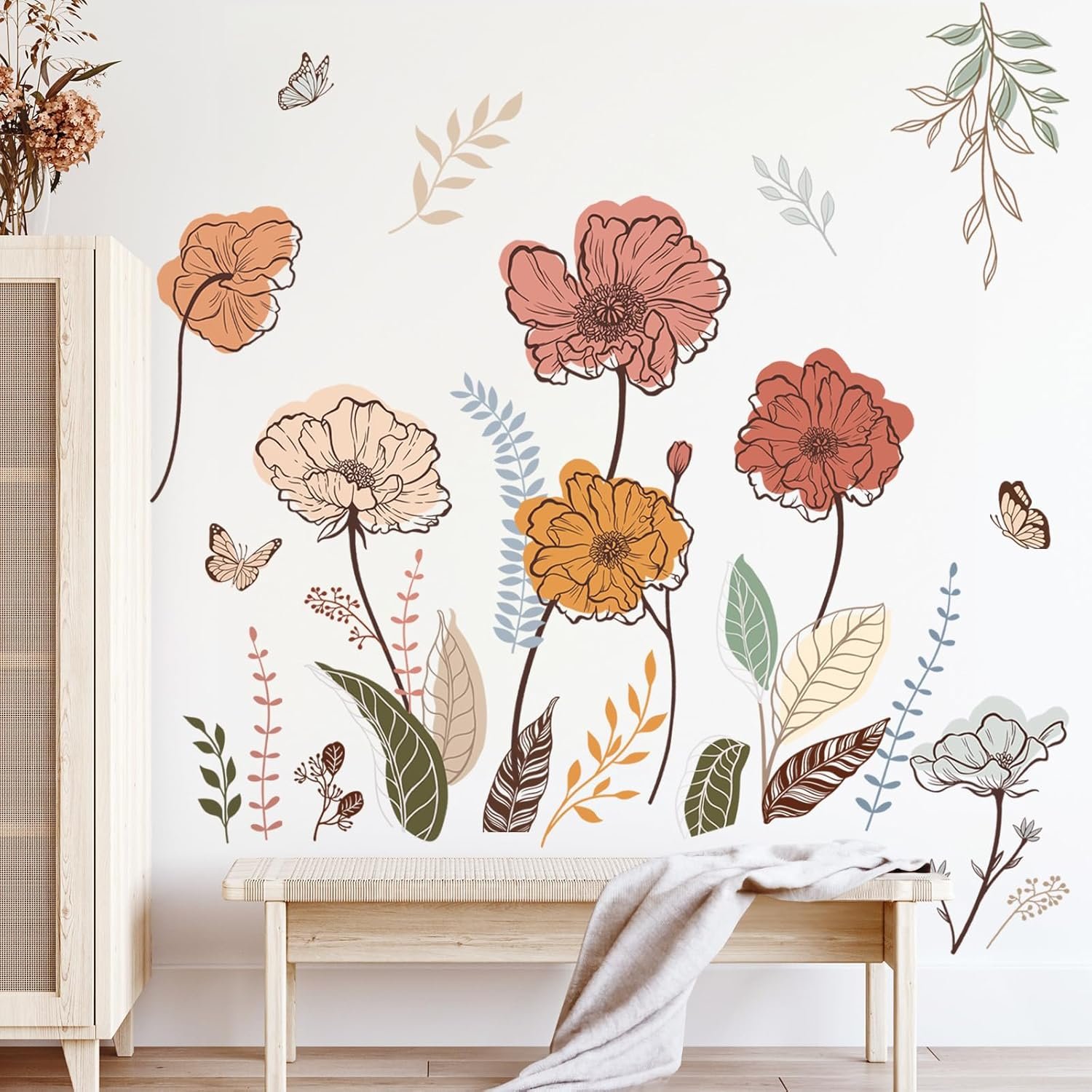 Boho Floral Wall Stickers Peel-and-Stick Home Décor - Image 3