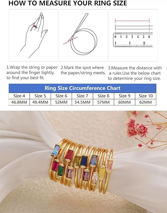14K Gold Birthstone Stackable Ring for Women - Image 3