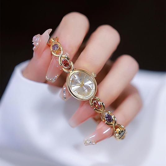 Gold Tone Women Watch Small Vintage Bracelet Oval Dial - Image 4