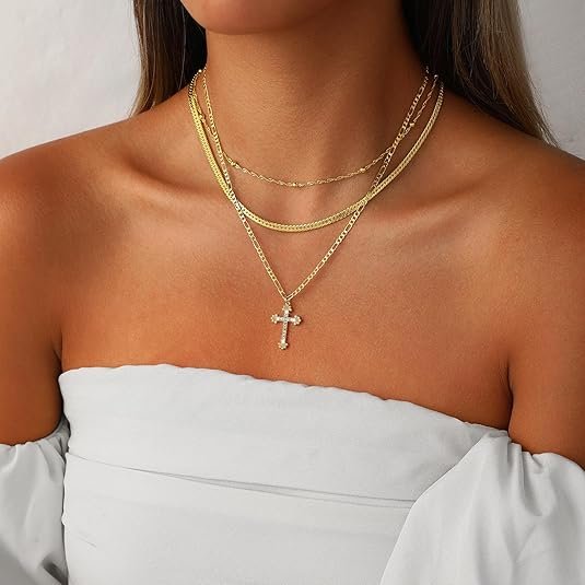 Dainty 14K Gold Cross Necklace for Women - Image 2