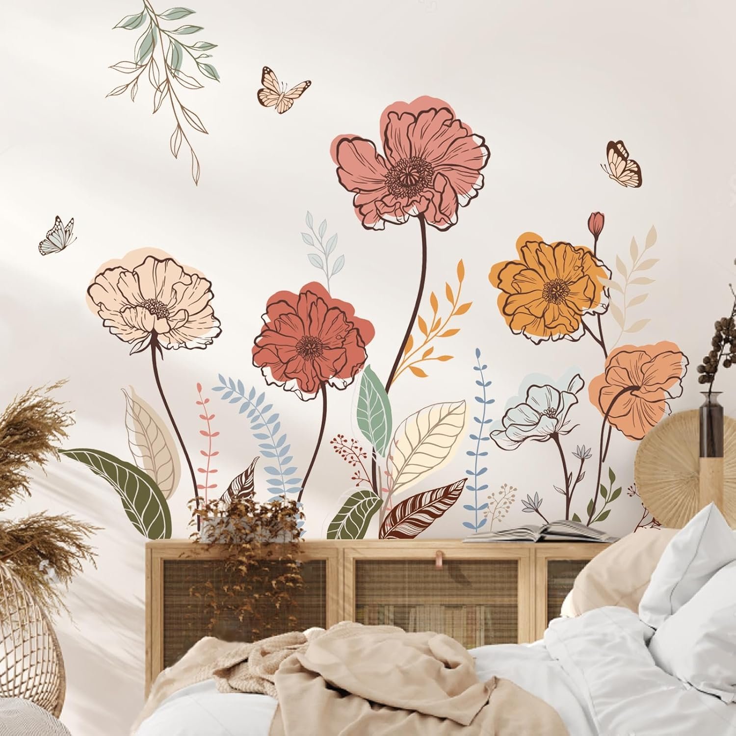 Boho Floral Wall Stickers Peel-and-Stick Home Décor - Image 4