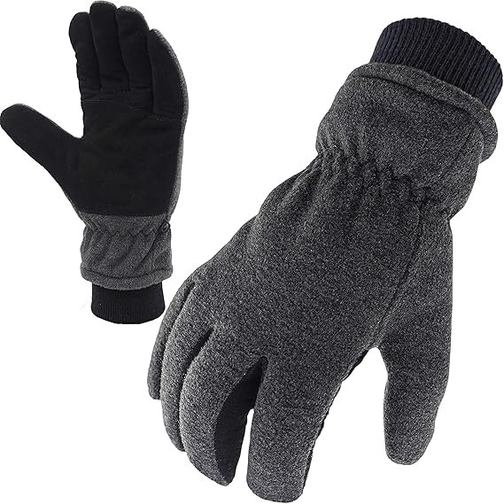 Deerskin Suede Winter Gloves Thermal Fleece Warm Flexible - Image 2