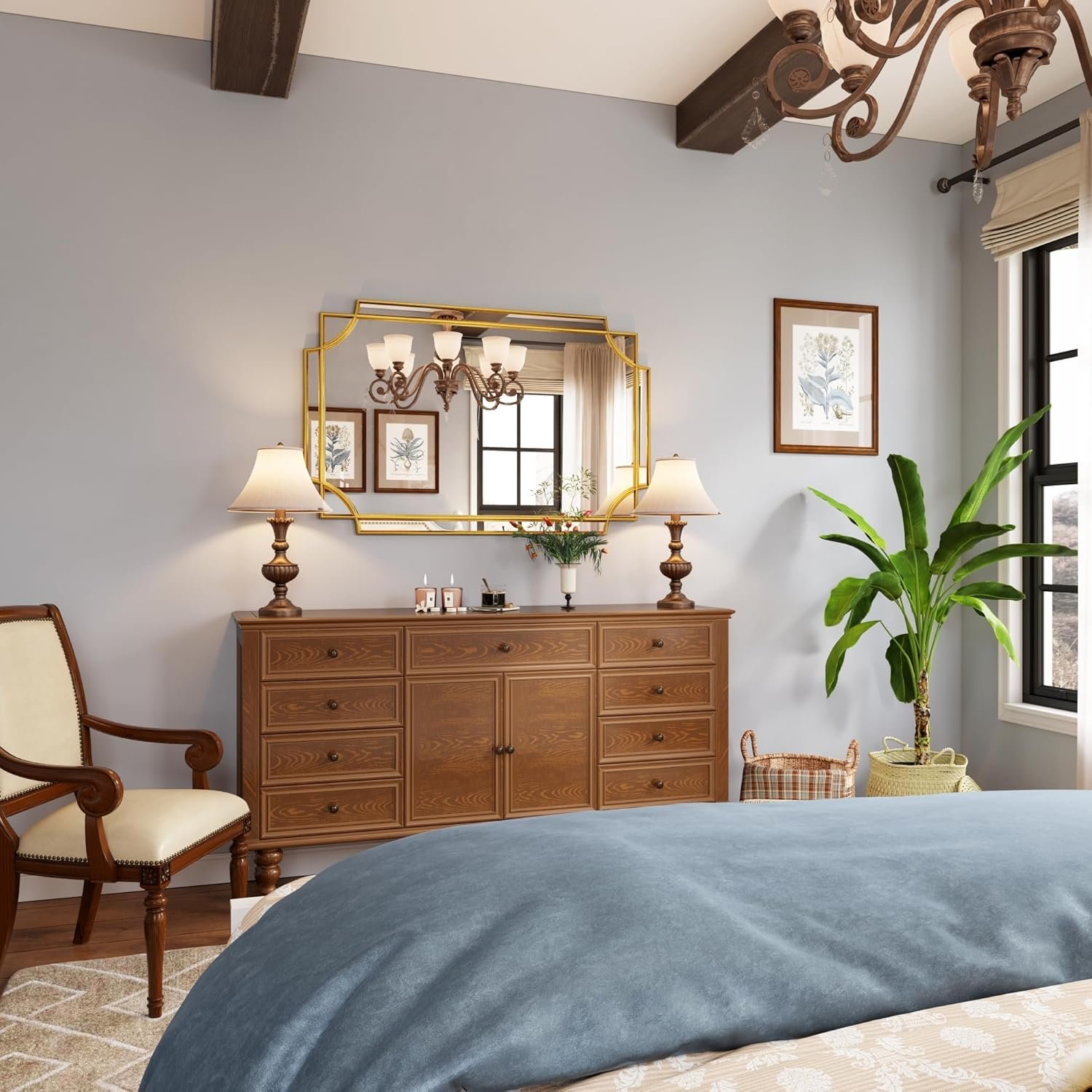 Large Gold Scalloped Wall Mirror for Bathroom Bedroom - Image 4