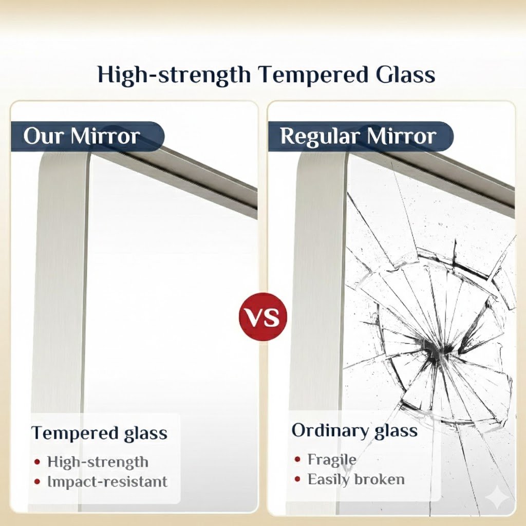 Brushed Nickel Rounded Rectangle Bathroom Vanity Mirror Wall - Image 4