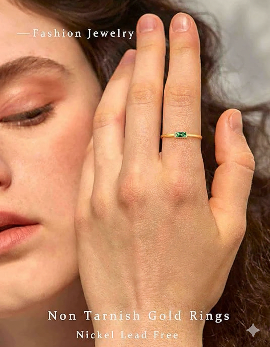 14K Gold Birthstone Stackable Ring for Women - Image 4