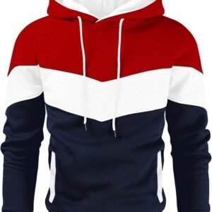 Color Block Fleece Pullover Hoodie Casual Long Sleeve Sweatshirt