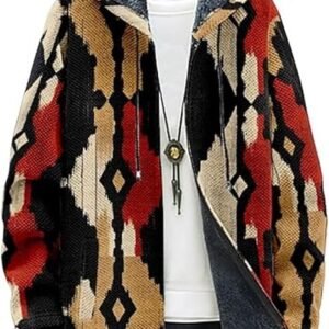 Men Hooded Knit Cardigan Fleece Lined Zip Jacket