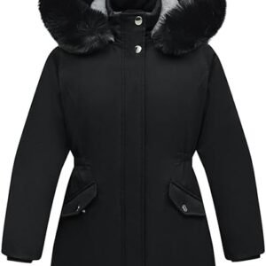 Girls Waterproof Winter Coat Hooded Puffer Parka Jacket