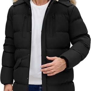Men Long Winter Coat Fleece Windproof Waterproof Parka