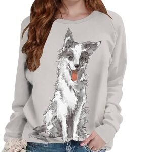Womens Dog Graphic Pullover Hoodie Long Sleeve Sweatshirt