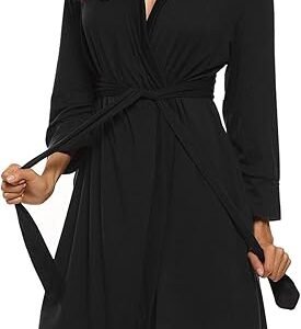 Lightweight Short Knit Women Robe Soft Sleepwear With Pockets