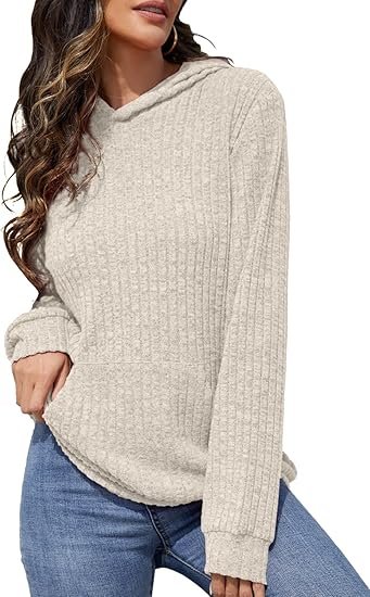 Womens Long Sleeve Pullover Hoodie Kangaroo Pocket Sweatshirt - Image 2