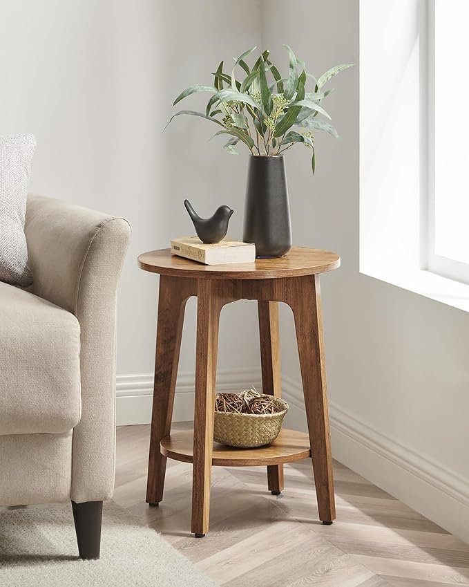 2-Tier Round Side Table with Tapered Legs - Image 4